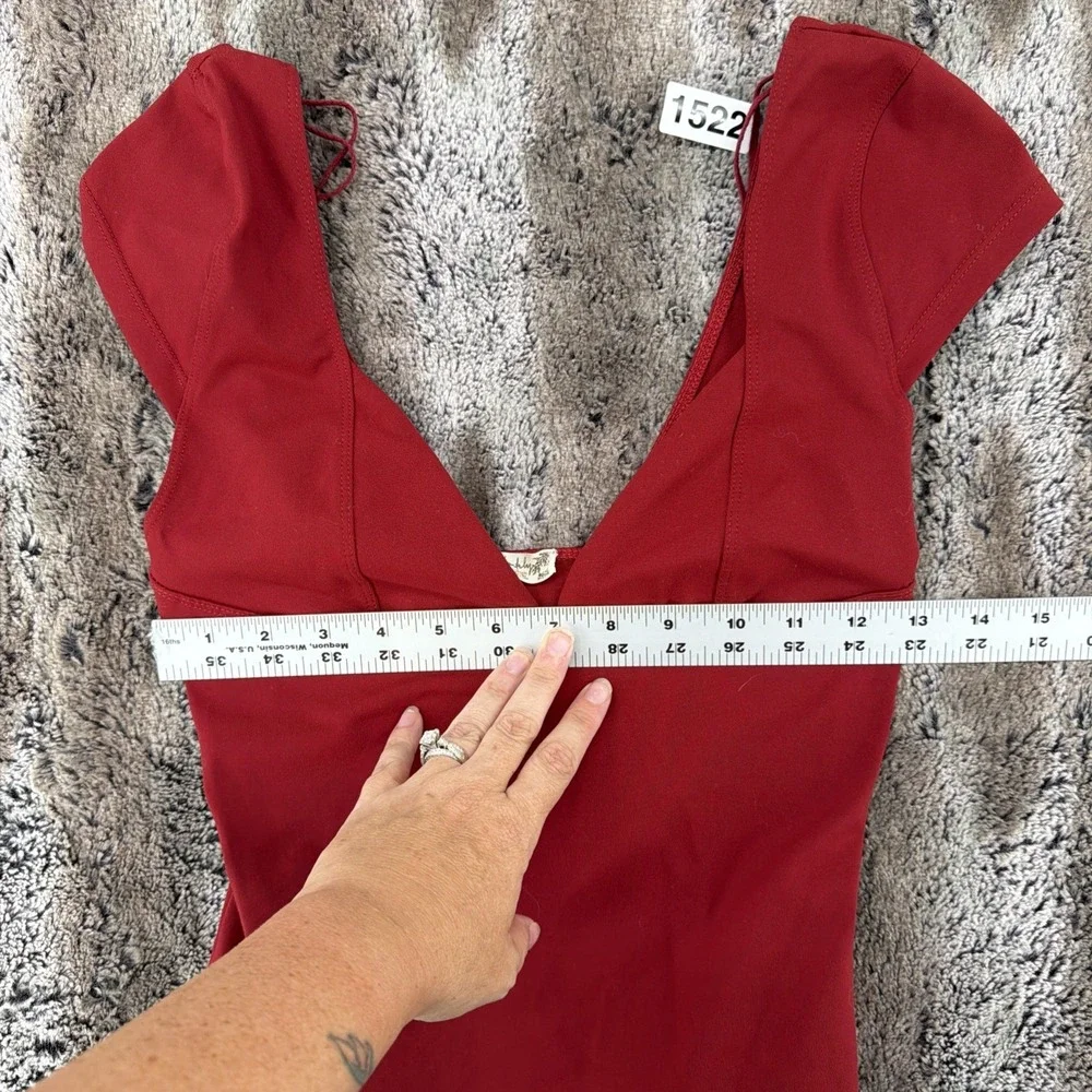 Intimately Free People Women's Red Berry Duo Corset Deep V-Neck Top Size Small